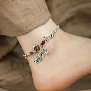 Nouvelle chaîne de cheville rétro de style ethnique chinois, marque Mountain <span class=keywords><strong>Ghost</strong></span>, Ping an Xi <span class=keywords><strong>Le</strong></span>, style hip-hop pour femmes, bijoux - Product Image 1