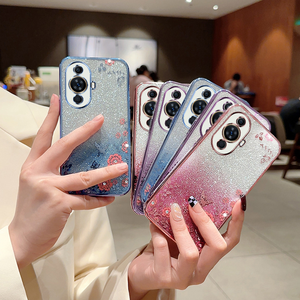 Pour <span class=keywords><strong>Huawei</strong></span> Mate60 Étui de téléphone portable en TPU électro-plaqué Secret Garden Paillettes dégradées Fleurs Anti-chute pour Honor 9X Pro - Product Image 1
