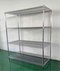 Étagère Réfrigérateur Commerciale en Acier Inoxydable pour Restaurant, Support de Rangement en Fil Métallique Réglable pour Cuisine, Garde-Manger, Restaurant, Chromé - Vente Chaude - Product Image 4