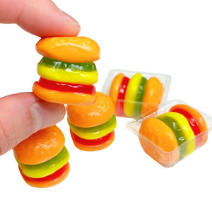 Vente en gros d'usine, certifié <span class=keywords><strong>Halal</strong></span>, <span class=keywords><strong>mini</strong></span>-burgers en vrac, bonbons gélifiés moelleux aux fruits mélangés, bonbons doux enrobés d'huile, collations pour enfants, 24 sachets - Product Image 2