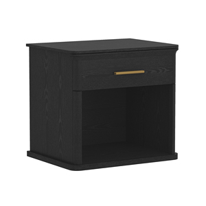 Black Nightstand With Drawer And <b>Open</b> Shelf <b>Storage</b> For Bedroom Use - Product Image 5