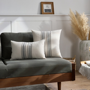 Sarung Bantal Dekoratif Linen Motif Garis Hitam dan Beige untuk Sofa, Kursi, Kamar Tidur, Dekorasi Rumah - Product Image 5