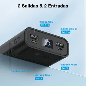 GAR117 Batterie externe portable haute capacité 20000mAh Affichage LED Double USB 10W Alimentation Utilisation en extérieur Comprend un câble Protection contre les surcharges - Product Image 2