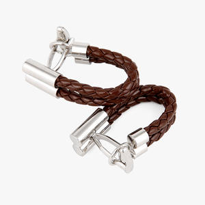 Luxury Custom Cufflinks Men's <b>Shirt</b> High Quality Creative French Leather Rope Cufflinks - Product Image 3