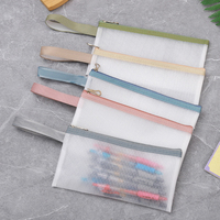Sac de rangement pour documents en EVA mat avec poignée, pochette multifonctionnelle imperméable à fermeture éclair en maille pour l'école, la maison et les voyages
