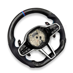 Volant de voiture en fibre de carbone personnalisé LCI Retrofit compatible avec BMW Série 1 2 3 <span class=keywords><strong>4</strong></span> <span class=keywords><strong>Z</strong></span> F40 F44 G20 G21 G22 G28 G29 G80 M3 G80 M M2 M3 - Product Image 2