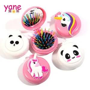 फैशन गर्म बिक्री रबर पशु आकर्षण प्लास्टिक गेंडा बालों में कंघी पांडा बाल ब्रश