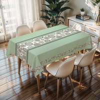 Nappe carrée imperméable en PVC style naturel RNPT Cream Flowers pour cuisine, table basse et fêtes