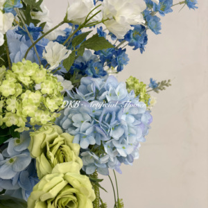 Boule de fleurs bleues réalistes faites à la main en gros, décoration d'événements de mariage, centre de table en soie artificielle, <span class=keywords><strong>rose</strong></span>, Thanksgiving, remise de diplôme - Product Image 5