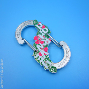 Mosquetón de aleación de zinc tipo S, hebilla de ocho, gancho de resorte de doble cabezal, clip de joyería electrochapado y pintado, personalizable - Product Image 2