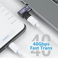 Adaptateur de courbure latérale Adaptateur magnétique USB C USB4.0 PD 100W Charge rapide 40Gbps Compatible avec les ordinateurs portables et plus d'appareils USB C