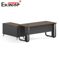 Bureau Ekintop, bureau en forme de L, meubles de bureau, table moderne, bureau de direction, bureau de PDG, bureau de gestionnaire, ensemble de bureaux en bois