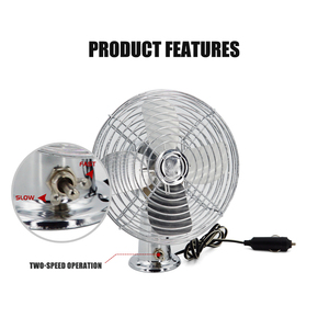 <b>12V</b> Heavy Duty 6" Chrome Metal <b>Fan</b> Portable RV Cooling <b>Fan</b> with 2-Speed Switch Car <b>Fan</b> - Product Image 3