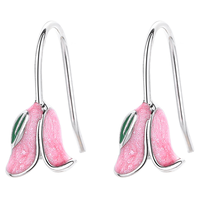 Boucles d'oreilles pendantes en résine en forme de tulipe, en argent sterling 925, avec crochet