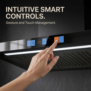 <span class=keywords><strong>Campana</strong></span> <span class=keywords><strong>extractora</strong></span> inteligente manos libres de <span class=keywords><strong>90</strong></span> cm, potente, con control táctil por gestos, motor de cobre, montaje en pared, <span class=keywords><strong>negra</strong></span>, para cocina. - Product Image 2
