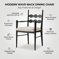 Chaise de salle à manger design simple et moderne en bois massif de caoutchouc, avec dossier rembourré, style nordique et français du milieu du siècle, modèle de mobilier pour la maison