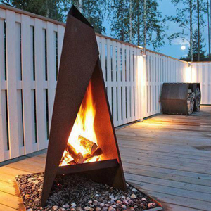 Brasero d'extérieur scandinave en Corten, conception de combustion efficace sans fumée à flux d'air, construction renforcée avec joints de coin soudés - Product Image 1