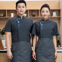 Veste de chef en coton de qualité supérieure, design classique moderne, manches courtes et longues, avec fermeture éclair, uniforme de cuisine pour restaurant