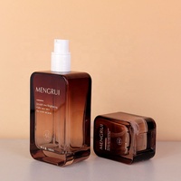 Bouteille en verre à pompe pour lotion, avec logo personnalisé, luxe, 40 ml, 100 ml, 120 ml, dégradé ambre, fond épais, pour crème pour le visage, sérum, emballage