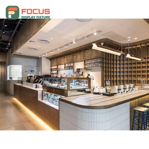 Commercial Coffee Merchandise Display Rack Solid Wood Frame Open Shelf Layout Coffee <b>Bar</b> Display Rack - Product Image 4