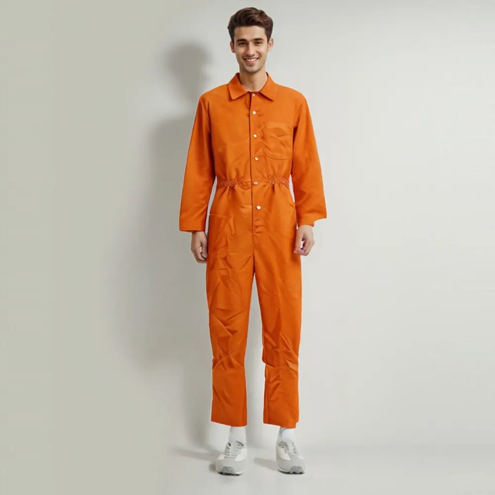 PAFU Halloween Jail Inmate Criminal Cosplay Orange Uniform Long Sleeve Jail Inmate Costume Prisoner Costume Men