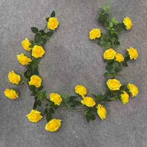 Guirlandes de roses artificielles en plastique et soie, fleurs à branche unique pour la décoration intérieure, couleurs rose, rouge, orange, rose rouge, champagne - Product Image 2