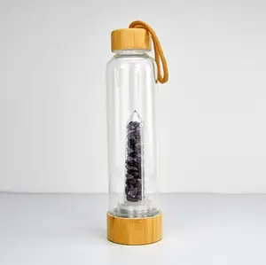 Grosir Batu Kerikil Mawar Alami Infus Batu Permata Kristal Poin Botol Air Kaca