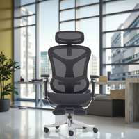 Chaise unique avec accoudoir en aluminium 6D entièrement maillé Chaise de bureau ergonomique Chaise de jeu avec repose-pieds