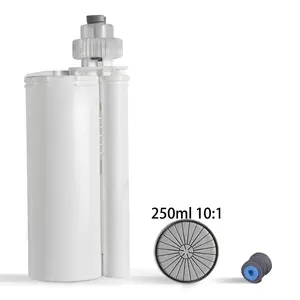 250ml 10:1 High quality plastic double barrel syringe Dispensing syringe barrel two component 2k cartridge