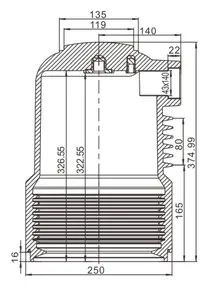 Isolador de caixa de contato de resina epóxi vermelha para unidade principal de anel, bucha isolante de alta tensão de dois lados, 12kv