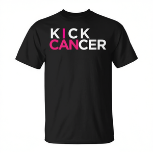 T-shirt Kick Cancer noir pour hommes, taille moyenne, sensibilisation au cancer du sein - Product Image 2