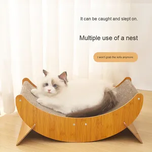 Wooden Frame <b>Scratching</b> <b>Post</b> Furniture Corrugated Cardboard Cat Hanging Raised Bed - Product Image 3