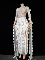 Luxuriöses Weißes 3D-Blütenblatt Engelsflügel Langes Kleid aus Spandex für Festliche Anlässe, Gala-Abendkleid, Bühnenoutfit, Ballsaal- und Partykleid nach Maß