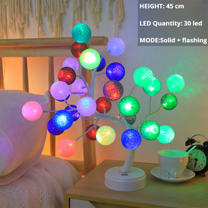 Haute qualité chambre chambre décoration de noël lumière veilleuse 45cm 30led multicolore boule de coton arbre lumière - Product Image 2