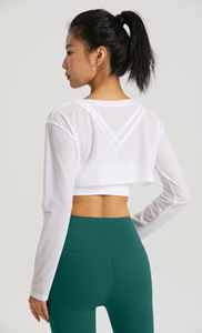 Blusa da ginnastica Jacquard leggera da <span class=keywords><strong>donna</strong></span> rapida asciugatura traspirante a manica lunga allenamento allenamento abbigliamento sportivo confortevole - Product Image 5