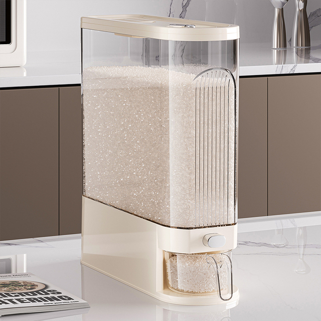 DAYOOH Transparent Moisture-Proof Grains Jar Dispenser Automatic Insect-repellent Airtight Plastic Rice Cereal Dispenser