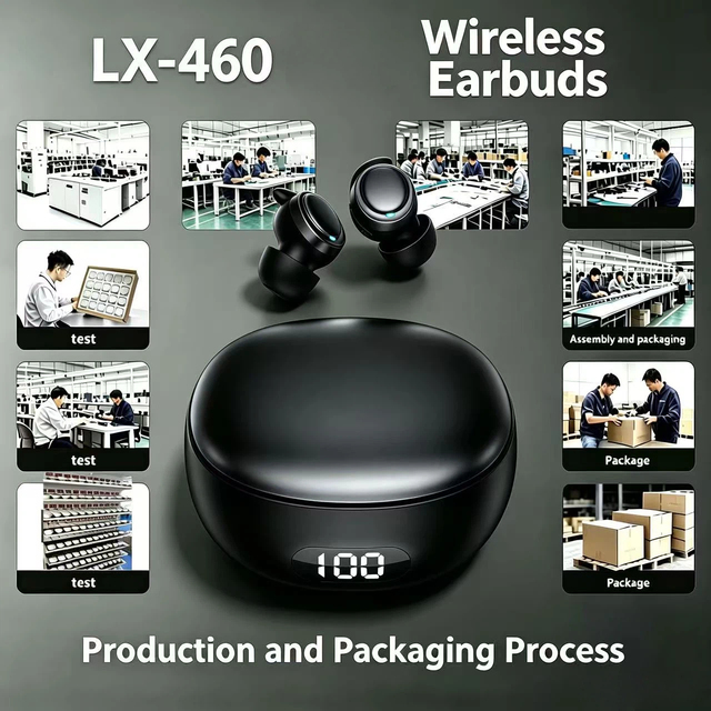 Tensouny Metal Custom Wireless Earbud Touch Control IPX5 Waterproof Hi-Fi Sound 20+ Hours Battery Life Customized Color