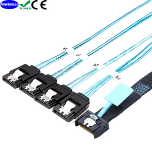 สายเคเบิล4X-4SATA ข้อมูล mcio SATA 38P PCIe สายเชื่อมทองแดงปราศจากออกซิเจนสีดำ - Product Image 2