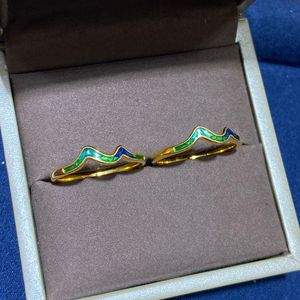 18k स्वर्ण हजार मील जिआंगशान रिंग ऑ750 चीनी शैली हरे पहाड़ की नई जोड़ी - Product Image 3