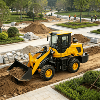 Chargeuse sur pneus compacte de 1,5 tonne de capacité nominale avec godet de 0,6 m³ pour la manutention des matériaux agricoles et de construction, flexible et compacte