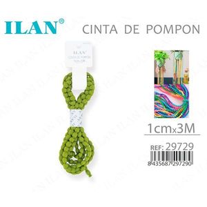 Nastro decorativo Ilan Pompon 1 cm x 3 m verde militare - Product Image 1
