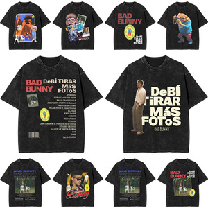 Neues T-Shirt im Harajuku-Stil, gewaschen, Bad Bunny Dtmf Album Debi Tirar Mas Fotos - Product Image 1