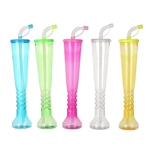 PET plastik damlatmaz bardak uzun boyun Yard bardaklar Slushie pipetli bardak <span class=keywords><strong>500ml</strong></span> parti bardağı ile özel logo PBA ücretsiz