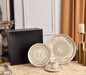 Luxury 58 Pcs Bone China Porcelain Dinnerware Set for Dining Room Home <b>Coffee</b> Use Nordic Dishes Plates Black <b>Box</b> Europe - Product Image 4