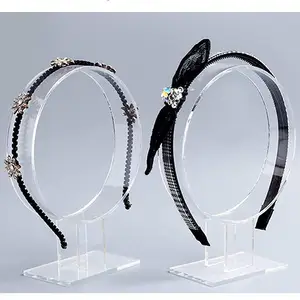 Wholesale Clear Transparent Acrylic Single Headband Holder Hairband Display Stand Hair Hoop Holder Acrylic Headband Organizer