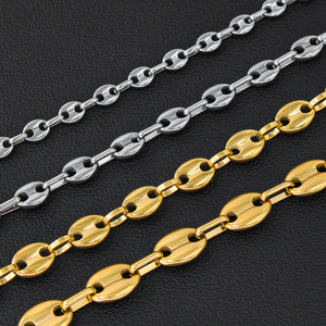 Vente en gros de bijoux en acier inoxydable de 7mm chaîne de <span class=keywords><strong>maille</strong></span> de graine de <span class=keywords><strong>café</strong></span> en argent rose noir plaqué or dans les occasions de mariage de fête chrétienne - Product Image 5
