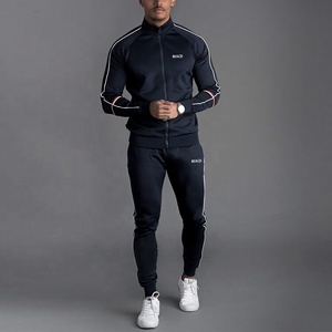 Bán Buôn OEM Biểu Tượng Tùy Chỉnh Dây Kéo Phi Hành Đoàn Cổ Polyester Tracksuit <span class=keywords><strong>Set</strong></span> Men Thể Thao Mặc Theo Dõi Phù Hợp Với 2 Piece Phòng Tập Thể Dục Slim Fit Chạy Bộ Bộ - Product Image 5