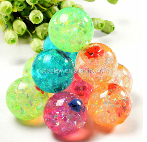 Светодиодный упргугий мяч и блестящими шариками