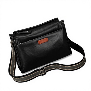 Sac à bandoulière/sac messager en cuir véritable pour <span class=keywords><strong>homme</strong></span>, <span class=keywords><strong>tendance</strong></span>, simplicité urbaine, mode décontractée, cuir de vachette de première qualité, pour les trajets quotidiens - Product Image 1