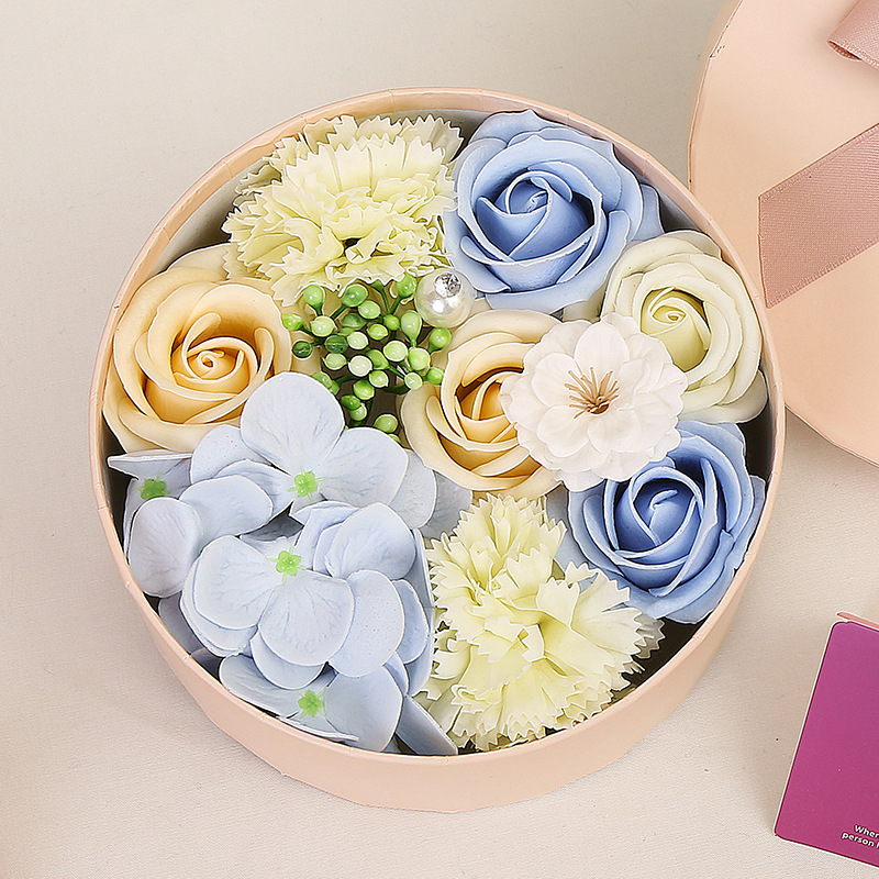 Bleu (petite boîte ronde fleur de savon)